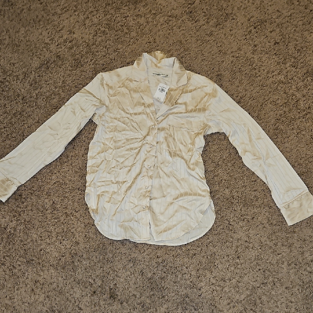 Abercrombie & Fitch Beige Long Sleeve Chemise